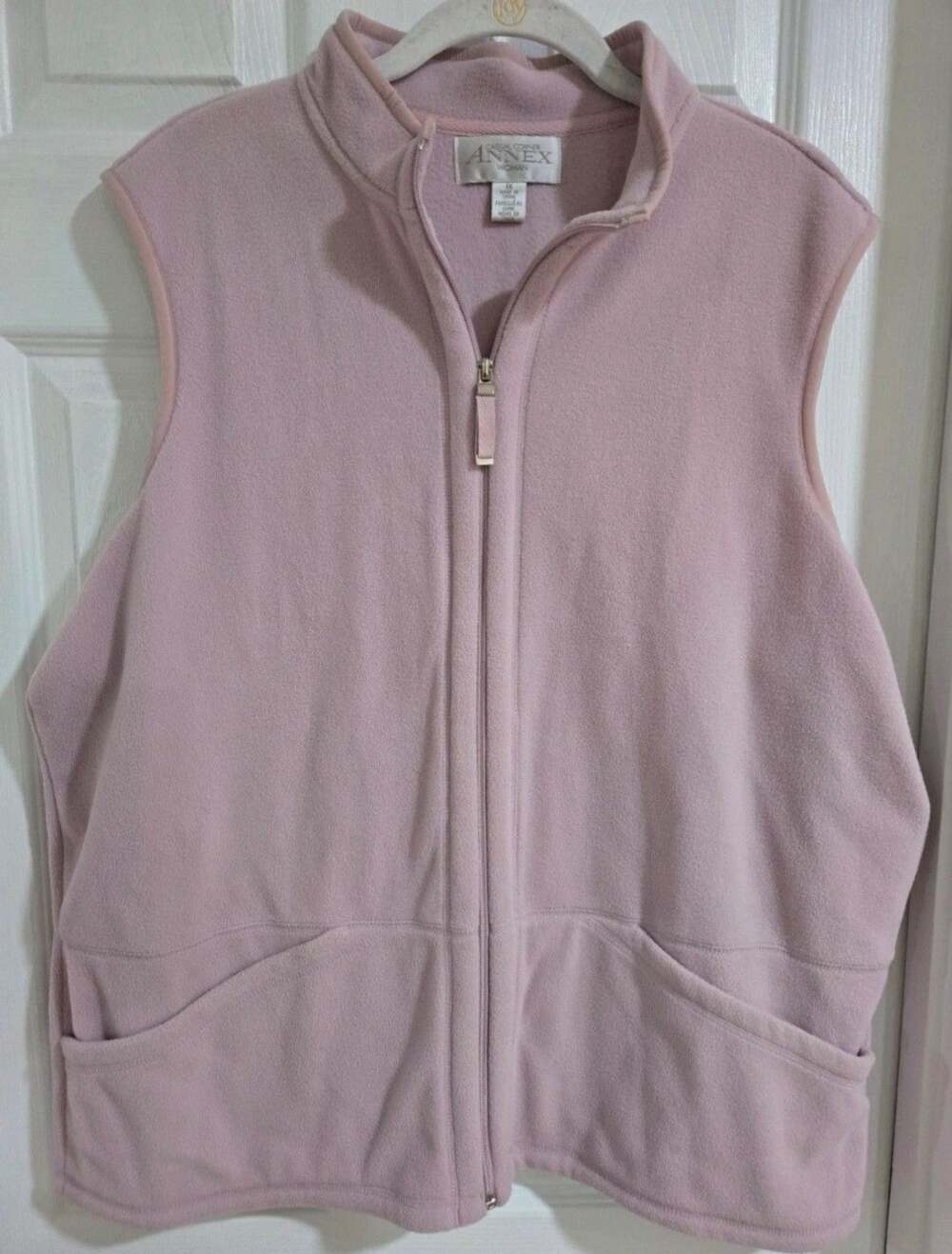 Vintage Casual Corner Annex Fleece Vest Size 1X Pink Full Zip Pockets